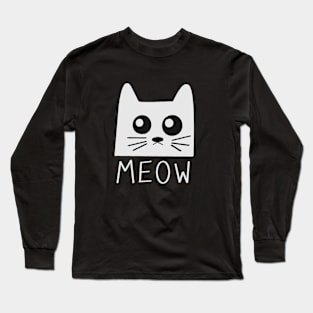 White Cat Meow Long Sleeve T-Shirt